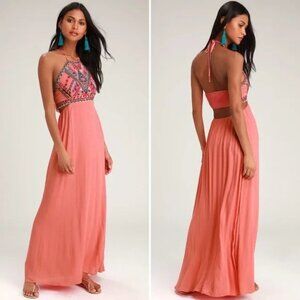 Lulu's Little Beach Embroidered Maxi Dress